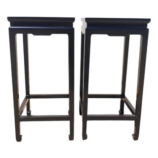 Pair of Elm Wood Side Tables For Sale