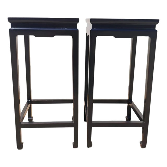 Pair of Elm Wood Side Tables For Sale