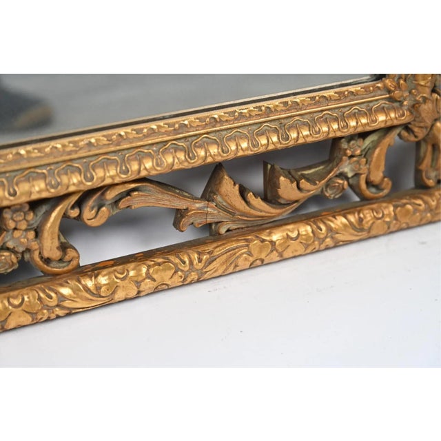 Baroque Vintage Italian Baroque Style Large Rectangular Wall Mirror For Sale - Image 3 of 10