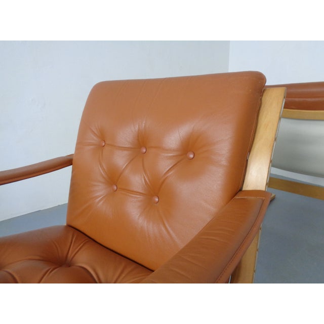 Siesta Cognac Leather Armchairs by Ingmar Relling for Westnofa, Norway, 1960s, Set of 2 For Sale - Image 12 of 13