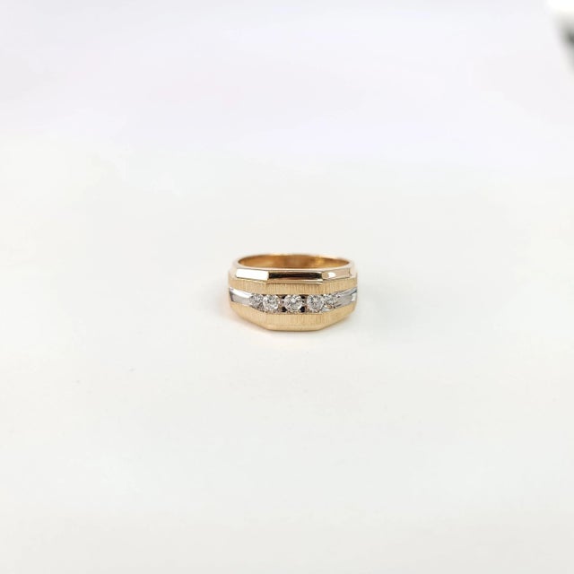 Contemporary Diamond Wedding Band with Satin Finish .50cttw 10k Yellow Gold, Size 8 For Sale - Image 3 of 4