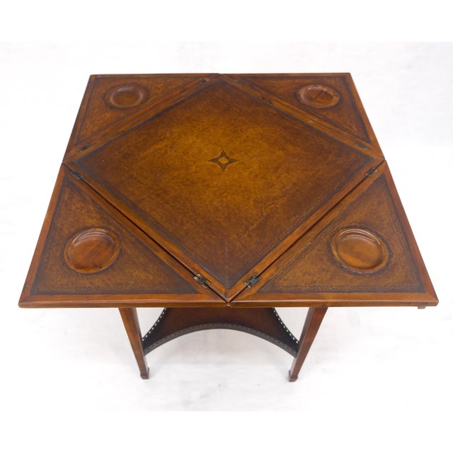 Theodore Alexander One Drawer Leather Top Folding Top Game Table MINT For Sale - Image 13 of 18