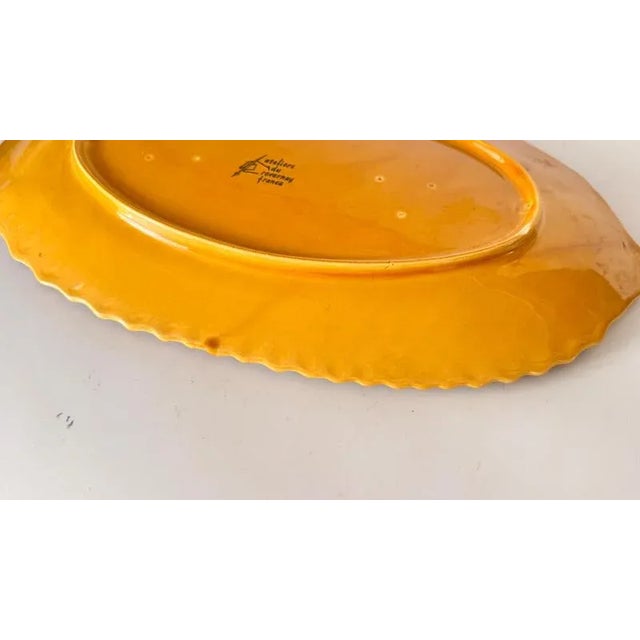 Mid-Century French Yellow and Brown Glazed Ceramic Decorative Dish, 1970s For Sale - Image 11 of 12