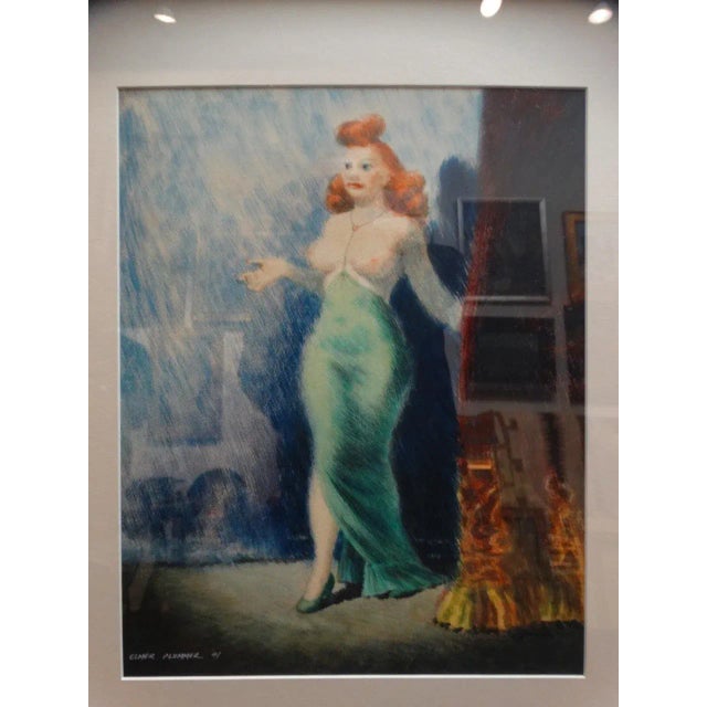 Mid 20th Century Portrait Mixed-Media Painting of Betty Jane Rowland - Elmer Plummer, Framed For Sale - Image 4 of 6