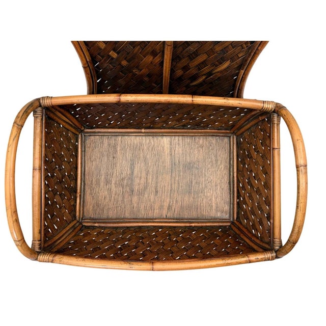 Vintage Bamboo and Rattan Wicker Basket For Sale In Portland, OR - Image 6 of 12