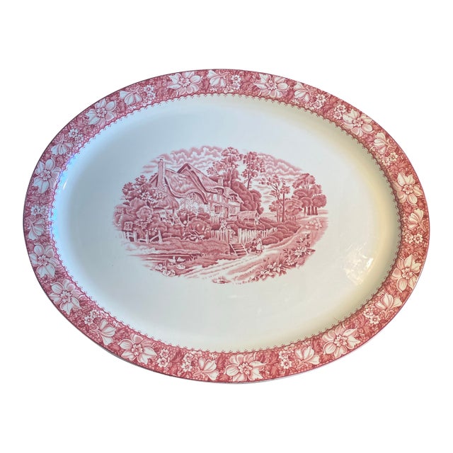 1970s American Classical Wood & Sons Enoch Colonial 18 5/8” Serving Platter For Sale