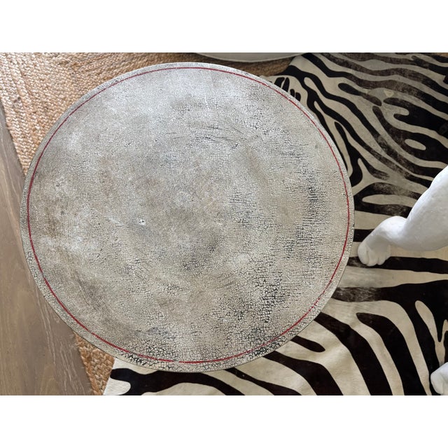 Late 20th Century Vintage Palm Beach Regency Style Silver Crackle Finish Pineapple Pedestal Side Table For Sale - Image 5 of 18