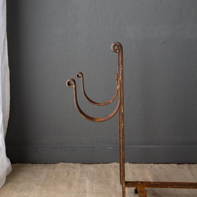 Large Hammered Steel Firewood and Kindling Rack With Rustic Patina For Sale - Image 15 of 16