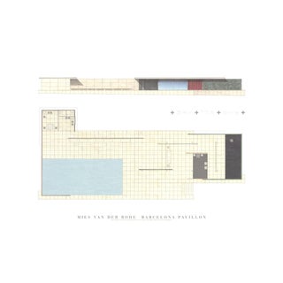 Mies Van Der Rohe, Barcelona Pavillon, Barcelona Pavilion, Offset Lithograph For Sale