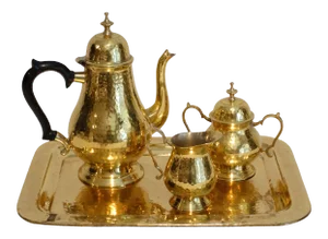 Brass Coffee / Tea Service With Tray