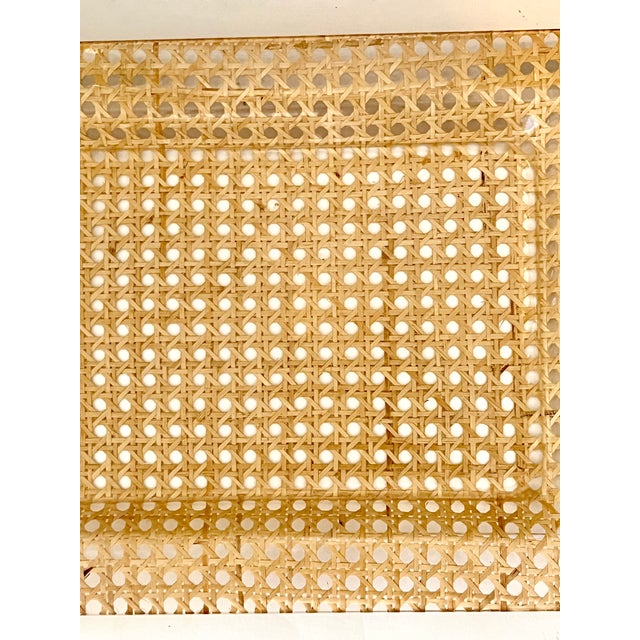 Vintage 1970s French Cannage & Lucite Cocktail Bar Tray Attributed to Dior For Sale - Image 13 of 13