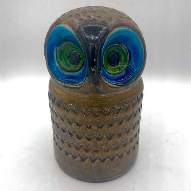 Italian 1960s Aldo Londi for Bitossi Model 7569-B Ceramic Owl, Raymor For Sale - Image 3 of 7
