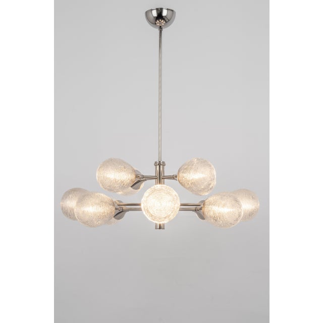 Metal Large Sputnik Opal Glass Globes Chandelier from Kaiser Idell / Kaiser Leuchten, Germany, 1970s For Sale - Image 7 of 14