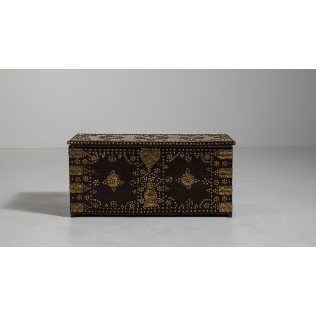 Brown Wood Chest with Brass Accents, Antique, United Kingdom, 19th Century For Sale - Image 8 of 18