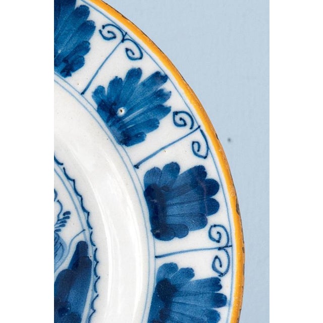 18th Century Dutch Delft Blue and White Chinoiserie Plate with Folly For Sale - Image 3 of 7