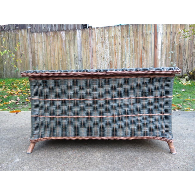 Vintage Palecek Wicker & Rattan Storage Trunk Blanket Chest Victorian Style Boho For Sale - Image 11 of 13