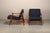 A pair of Scandinavian Modern armchairs, Denmark, 1960s. The frames are made of solid teak and are in very good condition....