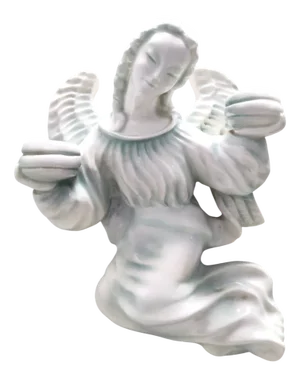 Wall Mounted White Glazed Ceramic Cherub Candleholder from Goldscheider, Austria, 1930s