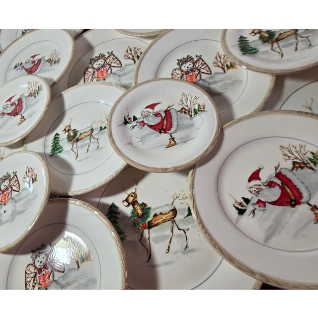 Rustic American Atelier Christmas Plates- Set of 22 For Sale - Image 3 of 16