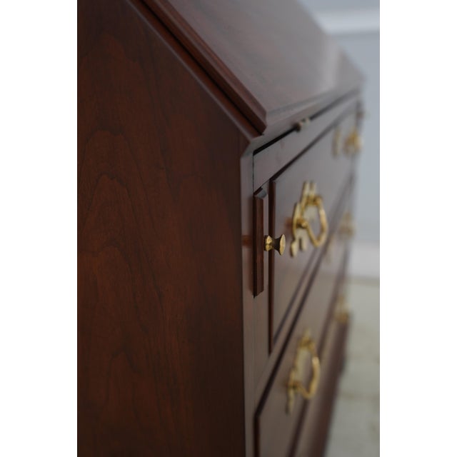 1980s Henkel Harris Cherry Secretary Desk W. Bookcase Top For Sale - Image 15 of 18