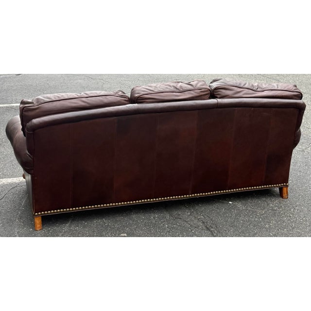 Wesley Hall Furniture Wesley Hall of Hickory Galleries Rolled Arm Leather Sofa For Sale - Image 4 of 12