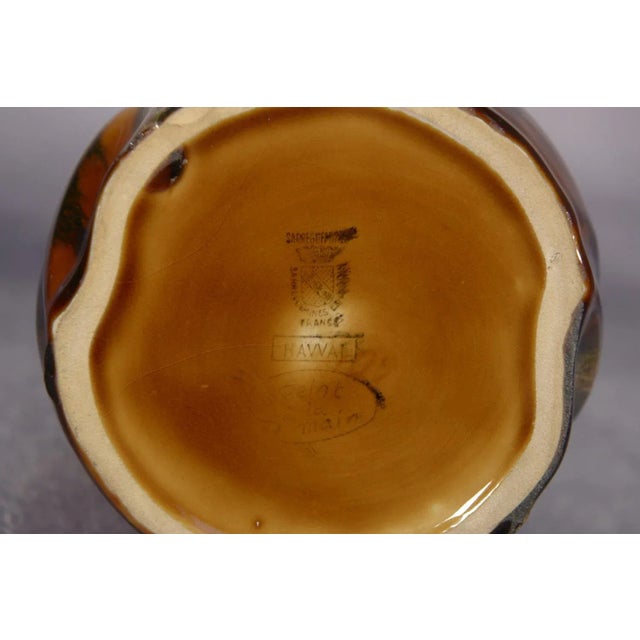 Ceramic Vase with 2 Hand-Painted Handles Sarreguemines Hawaiian Decor, 1970s For Sale - Image 10 of 11