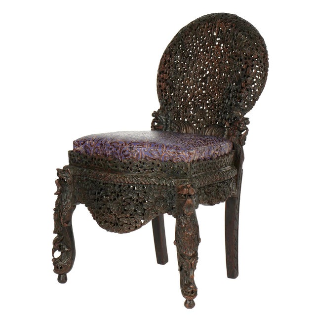 19th Century Anglo-Indian Reticulated Carved Chair For Sale - Image 9 of 9
