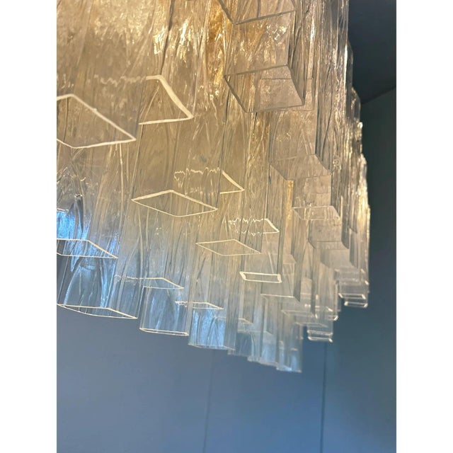 Contemporary Italian Gold Rectangular Murano Glass Chandelier by Simoeng For Sale - Image 3 of 9