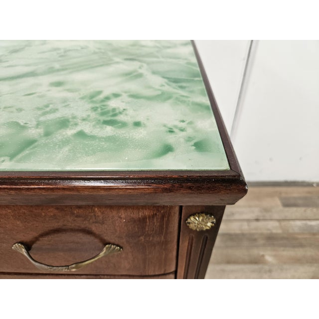 Wood Vintage Six-Drawer Oak Chest of Drawers with Glass Top, 1960 For Sale - Image 7 of 18