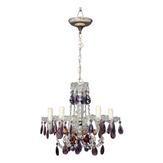 Murano Amethyst Glass Five-Branch Chandelier For Sale