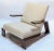 Beige Custom Walnut Mid-Century Style Armchairs in Beige Boucle - a Pair For Sale - Image 8 of 10