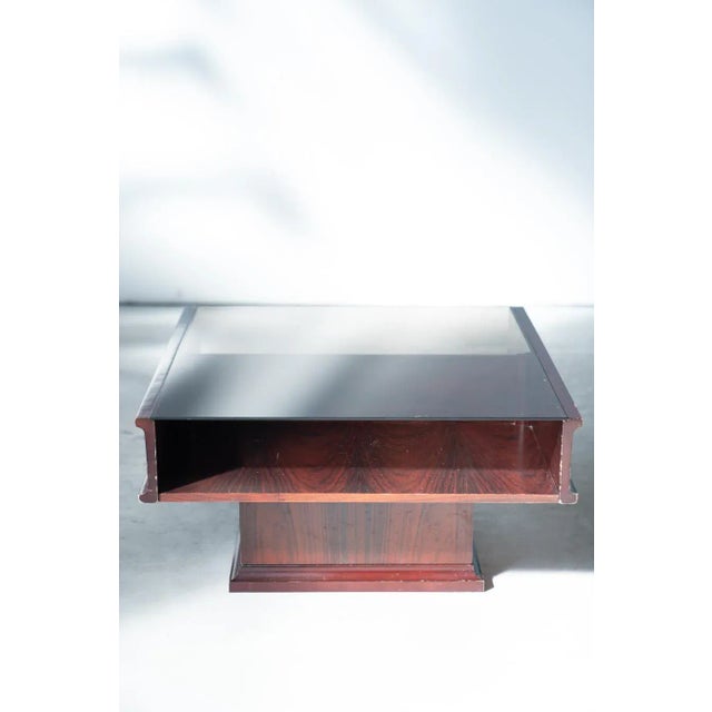 Vintage Mahogany Coffee Table with Glass Top, 1970s For Sale - Image 10 of 11