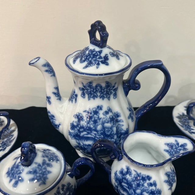 1960s Flow Blue Vintage Teaset - Set of 15 For Sale - Image 12 of 12