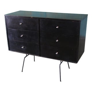 Early Paul McCobb 1950s Black Birch Cabinet on Iron Base Mid Century Modern For Sale