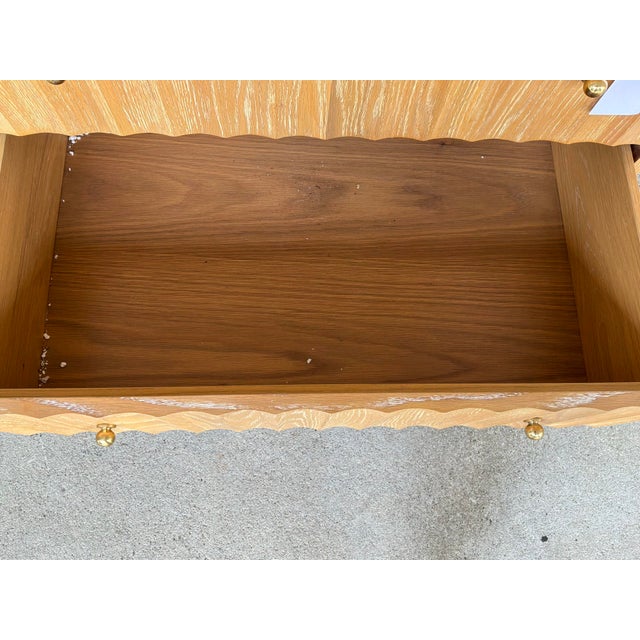 Worlds Away Modern Fluted Oak and White Marble Sink Vanity For Sale In Atlanta - Image 6 of 7