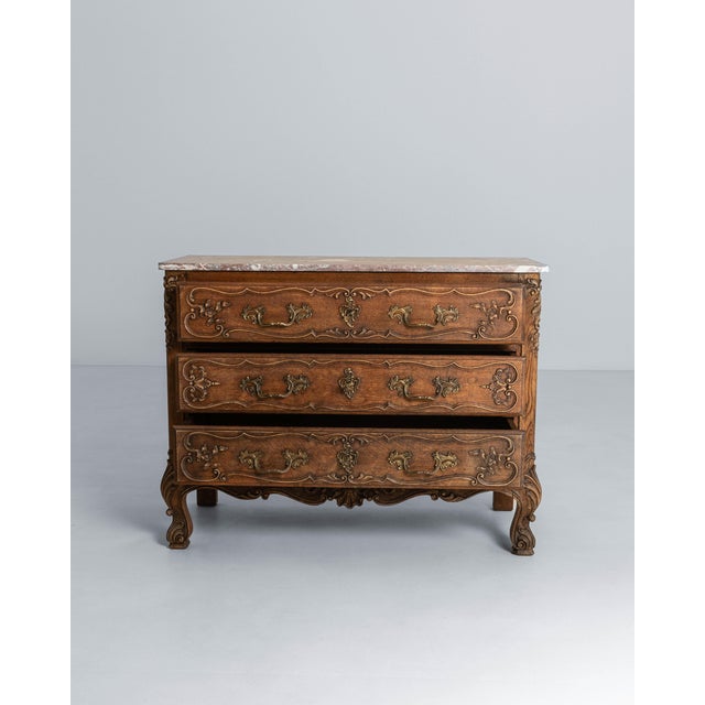1850s French Louis XV Chest of Drawers With Marble Top For Sale - Image 17 of 18
