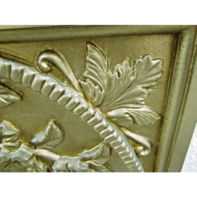 Gold 1990s Louis XVI Style Rose Basket Floral Raised Wall Plaque With Foliate Tendrils For Sale - Image 8 of 11