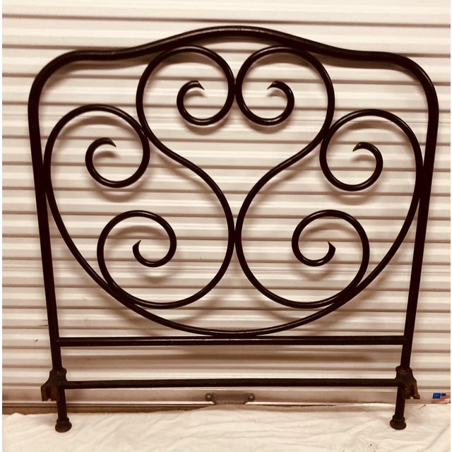 Thonet Antique Black Iron Bed in the Style of Thonet Elaborate Scroll Work to Both Pieces For Sale - Image 4 of 6