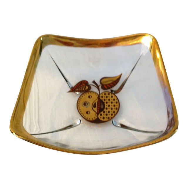 MidCentury Modern Briard Golden Apple Glass Bowl Chairish