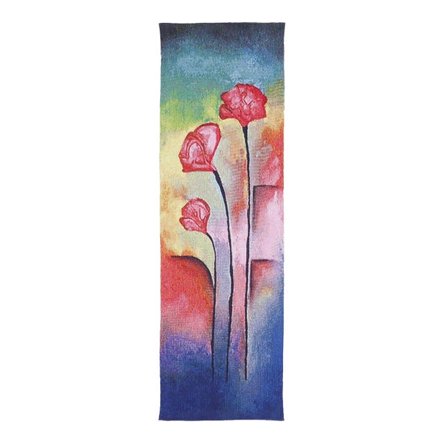Poppies I Loom Woven Tapestry - 100 X 32 Cm (3'3" X 1'1") - Requires Rod Size 1 For Sale