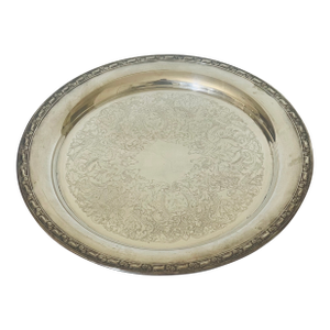 1940s 15” Round Silverplate Ornate Platter