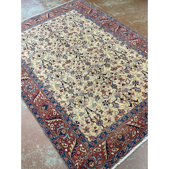 1980s Vintage Persian Tabriz Wool Rug 7’7” X 10’11” For Sale - Image 5 of 7
