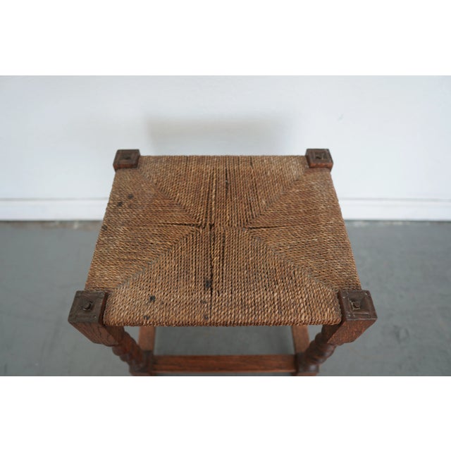 Antique Barley Twist Rush Seat Stool For Sale - Image 9 of 11