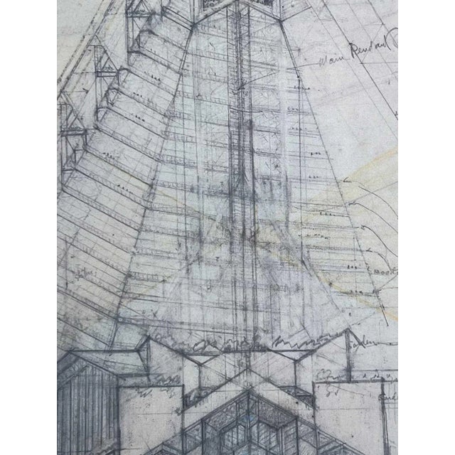 Modern Frank Lloyd Wright Lithograph Ltd Ed. "Steel Cathedral.. Guthrie" New York For Sale - Image 3 of 5