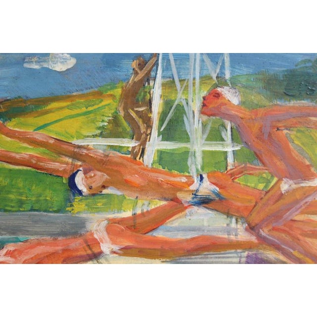 1930s Berthommé Saint-André, The Divers, 1930s, Oil Painting on Board, Framed For Sale - Image 5 of 17