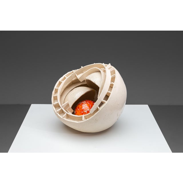 Mid-Century Modern Shell Sculpture with Orange Core, 1970s, Ceramic For Sale - Image 3 of 17
