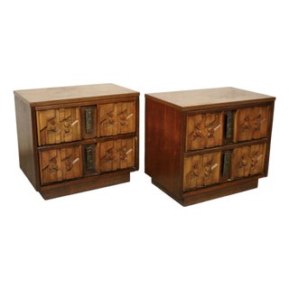 Brutalist Mid-Century Nightstands From Lane Furniture's "Pueblo" Series, Attributed For Sale