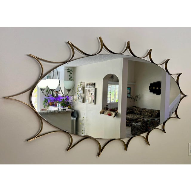 1970s Brass Sunburst Wall Mirror For Sale - Image 4 of 5