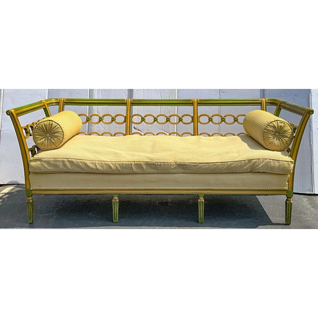 1920s Regency Style Carved and Hand Painted Daybed Settee Sofa For Sale - Image 10 of 12
