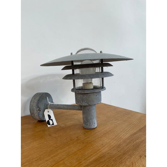 Mid-Century Modern Late 20th Century Nordlux 'Pheonix' Galvanized Steel Outdoor Sconce With Glass Shade For Sale - Image 3 of 8